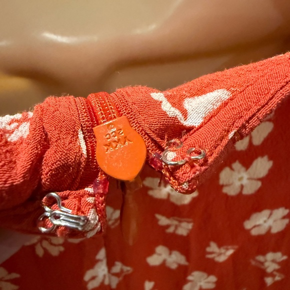 Madewell Happy Hibiscus Button Front Mini Dress Red Floral Size 10 - Picture 14 of 16